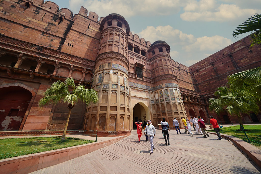 Agra Fort red sandstone walls