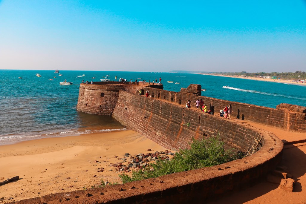 Chapora Fort at sunset, North Goa — 17th-century Portuguese fort above the river mouth