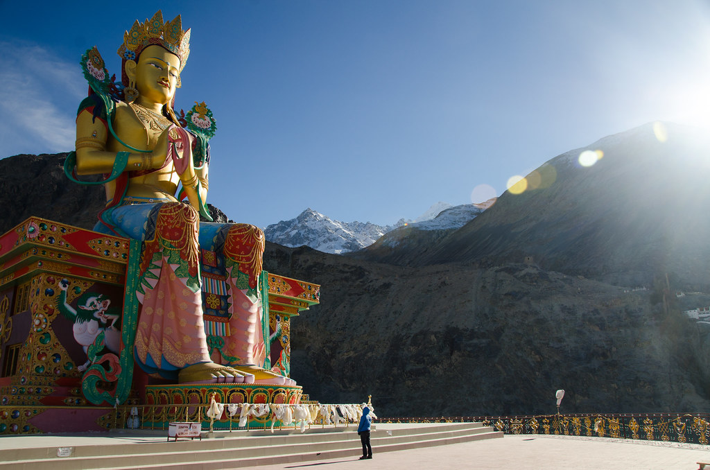 Giant Maitreya Buddha statue at Diskit Monastery, Nubra Valley