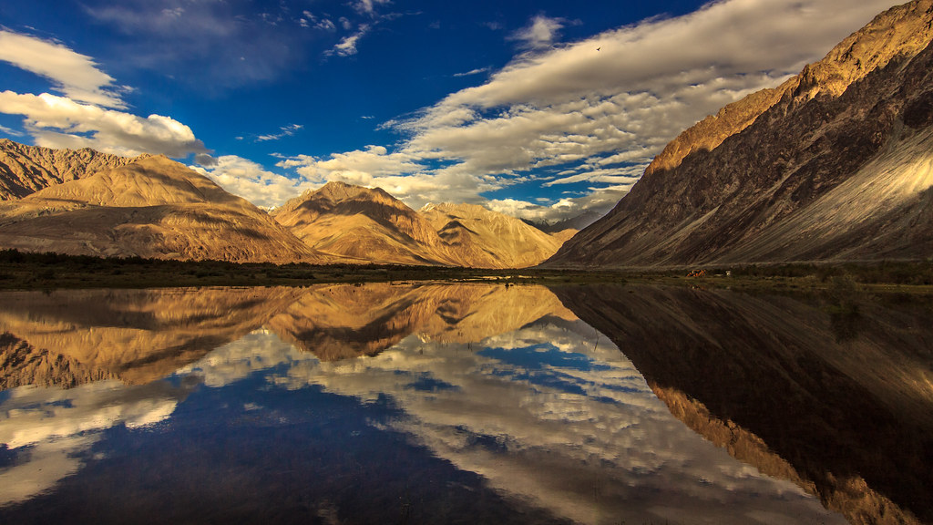 Nubra Valley — Karakoram peaks reflected in the Shyok River