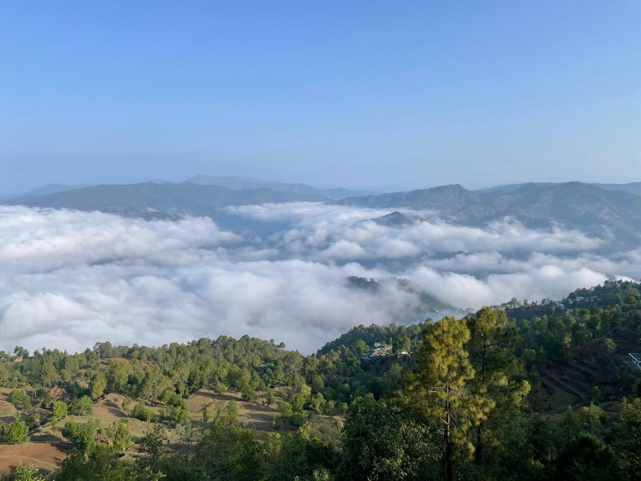 Panoramic Himalayan view from Kasar Devi ridge, Almora