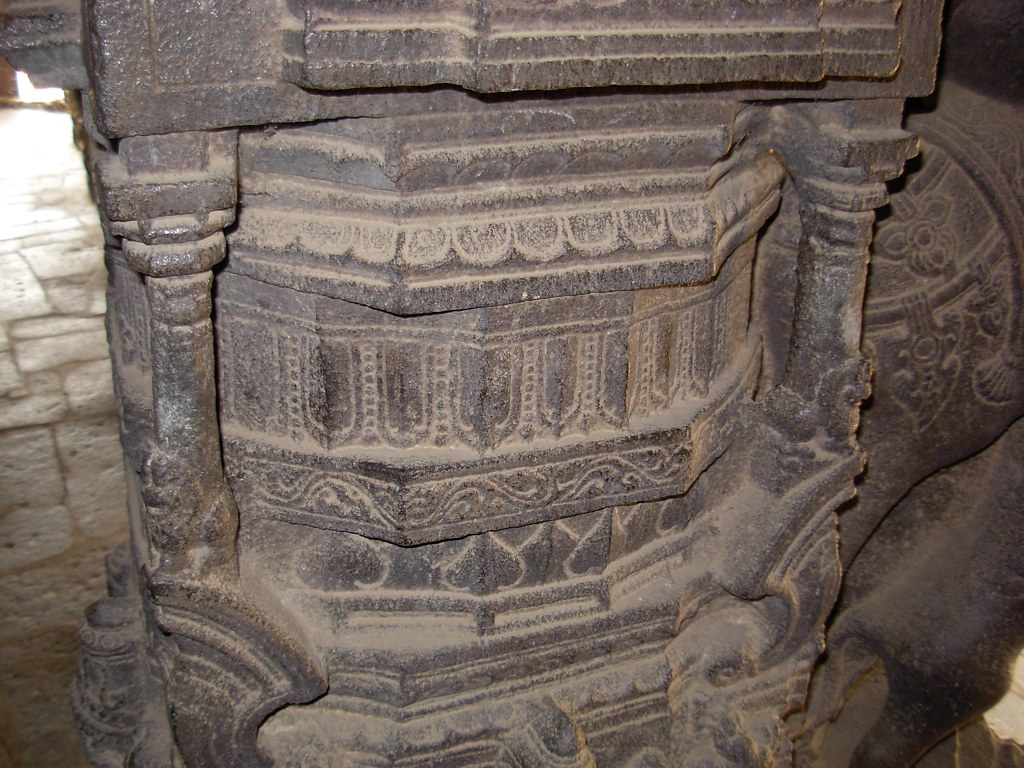 Ancient stone column carvings at Sri Varadaraja Perumal Temple, Pondicherry