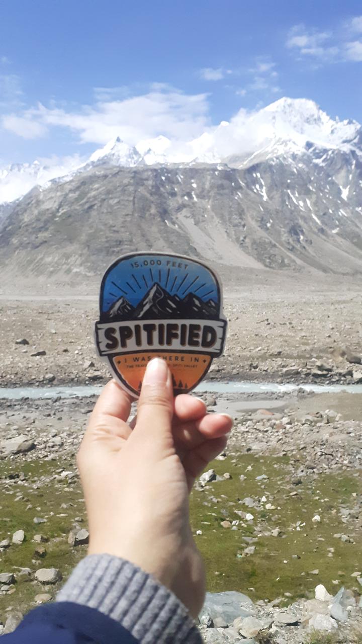 Spiti River valley with Kunzum range snow peaks in the background