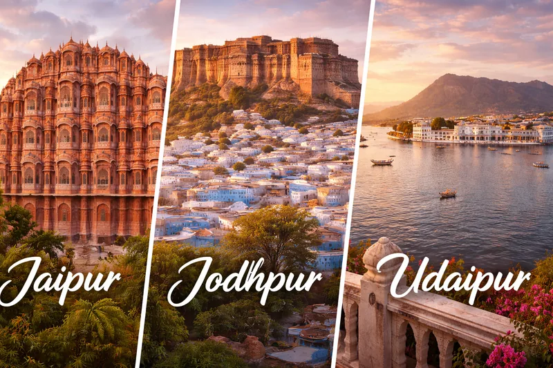 Iconic landmarks of Rajasthan at sunset