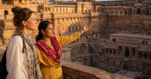 Guided tour at historic Indian architecture