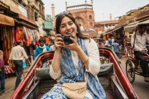 Vibrant market ride through historic streets