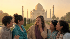 Taj Mahal at golden sunrise